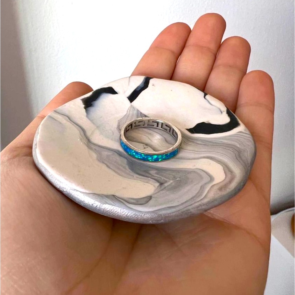Beautiful Silver Ring With Greek Key And Blue Stones, Handmade In Greece!